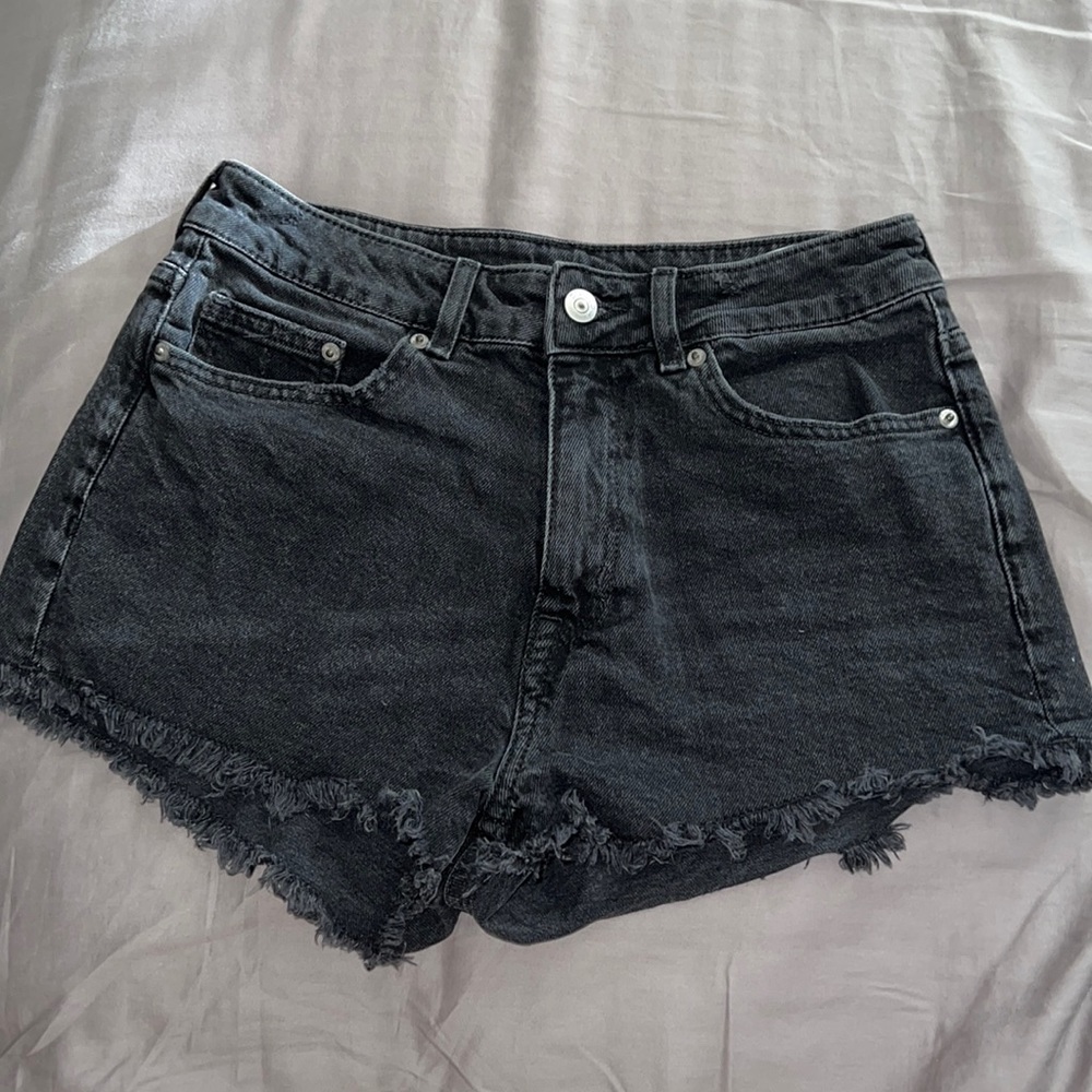 H&M Black Denim Mini Shorts
